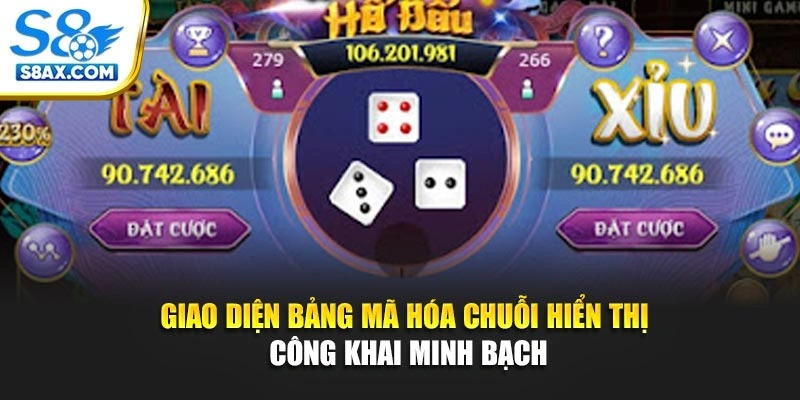 Giao diện bảng mã hóa chuỗi hiển thị công khai minh bạch 